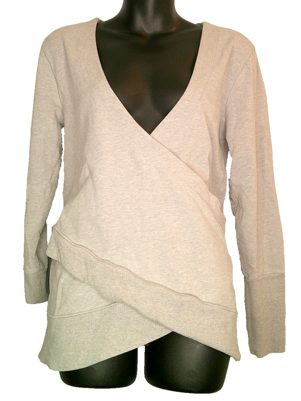 Lucy Women's Medium Gray Wrap Long Sleeve Shirt V-Neck